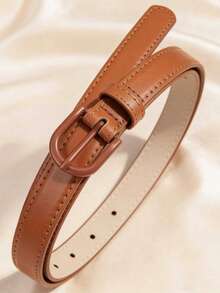 3件套女士多功能腰带套装，简约PU光滑皮革腰带，喷漆搭扣百搭腰带，V字形扁平细腰带，人造革PU - 組合腰帶簡約 - 查看 6