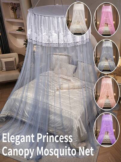 1pc Princess Style Dome Mosquito Net (100*280*1200cm) With Hooks, Dreamy & Elegant, Minimalist & Fashionable, Essential For Summer Anti-Mosquito, Home Decor, Suitable For Twin, Full, Queen Beds, Bedroom, Rental, Camping Etc. Fits 0.9m-1.8m Beds