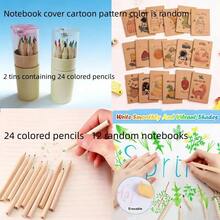24 piezas de lápices de colores mini + Set de 12 cuadernos en blanco, Set de premios/regalos creativos para estudiantes - Multicolor - Ver 13