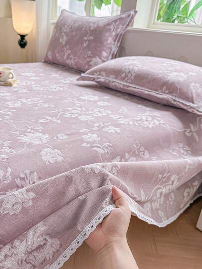 Bộ ga trải giường 3 món họa tiết dây leo tím, chất liệu 100% polyester, bộ đồ giường cao cấp nhiều màu sắc (1 ga trải giường + 2 vỏ gối), mềm mại và thoáng khí, phù hợp cho phòng ngủ, phòng khách, du lịch, ký túc xá, unisex, có thể giặt máy, dùng được cả bốn mùa, trang trí nhà theo phong cách tối giản hiện đại.