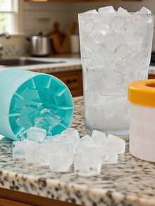 1Pc Compact Silicone Ice Maker Cup, Ice Cube Tray With Built-In Ice Crusher, Heat-Resistant & Cold-Resistant Silicone, Available In Multiple Colors, Ideal For Home, Dorm, Office, Perfect For Iced Coffee, Smoothies, Cocktails, Great For Summer, Holiday Celebrations, Outdoor Activities, One-Hand Operation For Convenience - 彩色 - 查看 4