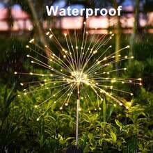 420 luces solares LED tipo fuegos artificiales - 8 modos, activación automática al anochecer, función de memoria, eficiente energéticamente, adecuado para jardín, sendero, fiesta y decoración de boda - Luces de fuegos artificiales montadas en el suelo - Ver 6