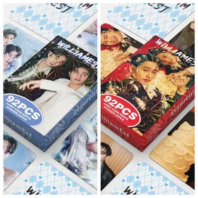 WILLIAMEST Card, 60pcs Cards + 32pcs Stickers, Westie, William Jakrapatr, EST, Collectible Cards, Kpop Fans Merch Goods, Game Cards, Collectibles, Can Be Stored In ID Card Holders Or Transit Card Sleeves, Collectibles, Birthday Gift
