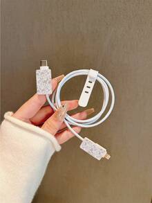 4 件套蕾丝图案 TPU 充电器保护套，兼容苹果 14/15/16/17 Pro Max，适用于 18W/20W 适配器 - 包含线缆和插头保护套，理想的复活节礼物 - 彩色 - 查看 4