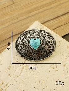 Purchase 1 Pc Vintage Metal Western Style Antique Silver Geometric Oval Hair Clip, Hair Accessories Gifts For Women, Valentine's Day Mother's Day Gifts For Mom, Wife, Girlfriend, Claw Clips,Travel,Birthday - Antique Silver - View 2