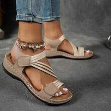 Orthopedic Wedge Sandals Women 2026 Wide Width Platform Sandals With Arch Support Ankle Strap Casual Summer Open Toe Hollow Out Comfortable Vacation Shoes - 卡其色 - 查看 5