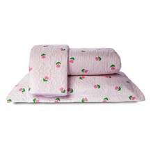 Double Bedspread Coverlet, Standard Size, 3 Pieces, Printed, 180 Thread Count - Pink Tulip - View 1
