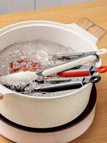 迷你厨房硅胶夹，烧烤夹，面包夹，沙拉夹，自助餐夹，油炸食品夹 - 白色 - 查看 5