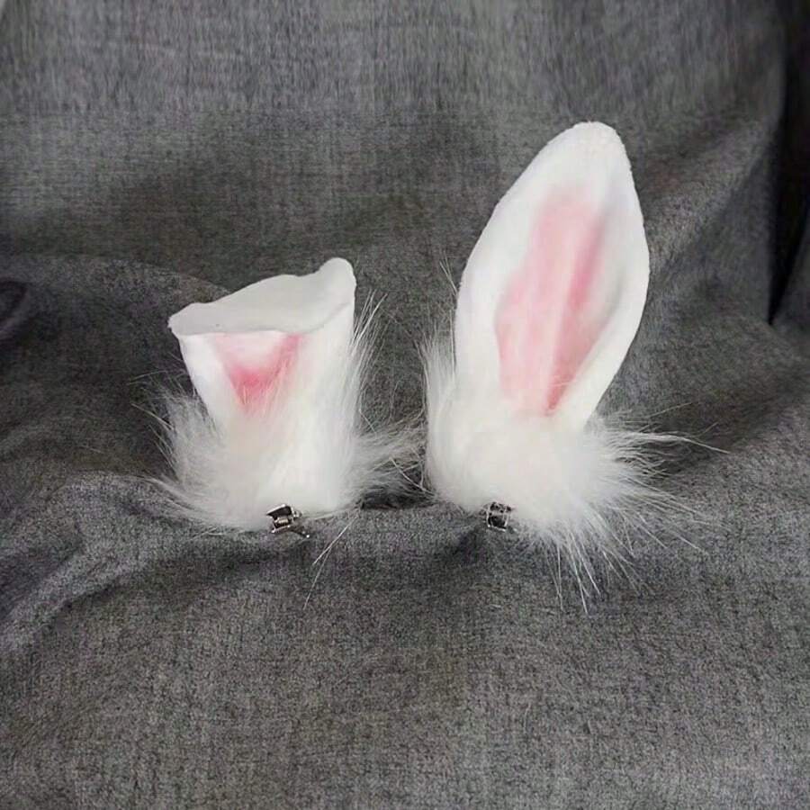 2pcs Charming Rabbit Ear Hair Clips And Hair Accessories Set, Rabbit Ear Hair Clips, Charming Rabbit Ear Hair Clips Set, Rabbit Ear Hair Clips, Cute Cat Animal Ear Hair Clips, Holiday Hair Accessories. Fun Design Hair Clips, Perfect For Weddings, Bridal Parties, Birthdays And Other Occasions - View 1