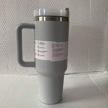 40盎司防漏杯，带手柄和可折叠吸管，双层真空隔热保温杯，适用于冷热饮品，简约风格旅行杯 - 多色1.18L - 查看 8