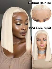 合成蕾丝前假发，短款波波头波浪卷发，13*4区域透气蕾丝网，纯手工编织，耐热，可自由造型。 - 彩色 - 查看 10