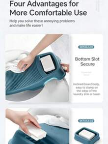 1 cái bàn giặt mini màu xanh/hồng dùng để giặt đồ lót, tất, quần áo, bàn chà quần áo chống trượt, chậu giặt gia dụng bằng nhựa - Nhiều màu - Xem 7