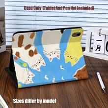 Book-Style Slim Tablet Protective Case With Pencil Slot, Built-In Pencil Holder, Lightweight And Snug Fit, With Viewing Stand. Suitable For IPad Mini 4/5/6, 9.7/10.2/10.5/10.9/11/12.9/13 Inch, Pro/Air 4/5/6/7, 10th/11th Gen, And Galaxy Tab A7Lite/A8/A9/A9Plus/S6Lite/S7/S8/S9/S10/S11/FE/Plus Series. - Multicolor - View 7
