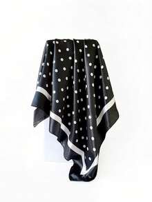 1条90cmX90cm时尚百搭多功能丝巾，简约波点大方巾，防晒披肩，头巾 - 彩色 - 查看 5