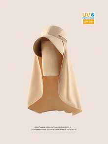 2-In-1 Detachable Face Mask & Sun Protection Shawl, UV Anti-Sun, Full Face, Wide Brim, Neck Guard, Bucket Hat Design, Ponytail Friendly - Large Shawl - View 11