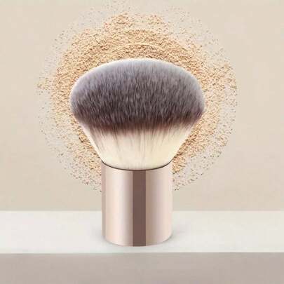 1支大号散粉刷，铝管化妆刷，适用于散粉，面部散粉刷
