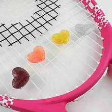 1pc Shiny Crystal Heart Tennis Dampener, Girly Tennis Racket Shock Absorber, Bright Silicone Shock Absorbing Device, Available In Multiple Colors For Racket Decoration, Crystal Heart Shock Absorber For Tennis Training & Decoration, Cute Racket Face Decor Accessory Designed For Tennis Enthusiasts, Perfect Gift For Tennis Lovers - Multicolor - View 2
