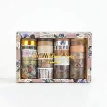 Nuevo set de papelería: cuaderno, cinta adhesiva, pegatinas - Cuaderno con tema retro, cinta adhesiva DIY, pegatinas decorativas para cuaderno, materiales de collage para bordes y fondos - Conjuntos - Ver 10
