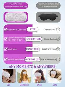 1 pieza Máscara de ojos con vapor de lavanda, alivia la fatiga ocular, mejora la calidad del sueño, autocalentable, máscara de compresa cálida desechable, calma y elimina los círculos oscuros, control de temperatura constante para un tiempo de calentamiento prolongado - Multicolor - Ver 6