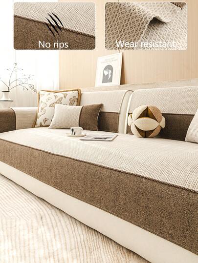 1件舒适雪尼尔沙发垫套，四季通用现代简约防滑沙发座垫保护套，防尘可水洗沙发套，时尚柔软不易褪色，宠物友好，适用于卧室、办公室、客厅组合家具、L型沙发和1/2/3/4座沙发