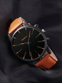 3PCS Quartz Watch, Wallet & Keychain Set, PU Leather Strap, Versatile For Daily Wear, Holiday Gift - Brown - View 3