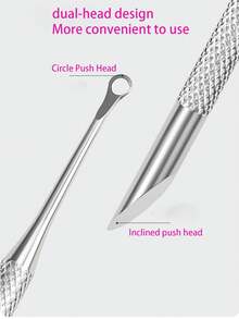 1 pièce Repoussoir et coupe-cuticules à double tête en métal argenté, grattoir à vernis à ongles en gel de qualité salon en acier inoxydable, outil de manucure et de pédicure professionnel durable pour les ongles des mains et des pieds - Nude - Voir 4
