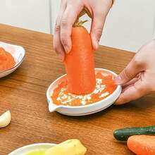 1个带刷子的陶瓷食物研磨器，多功能土豆捣碎器，手动姜蒜胡萝卜研磨器厨房工具 - 白色 - 查看 4