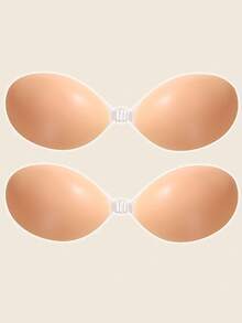 2对自粘式提胸文胸，性感硅胶乳贴，女士吊袜带，新娘装，摄影装，小胸，丰胸增厚，透气夏季款，隐形胸垫，女士内衣礼品 - 杏色 - 查看 16
