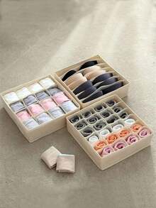 Set de 2 organizadores de ropa interior, caja de almacenamiento de ropa interior con 24 celdas, organizador de cajones plegable, organizadores plegables para calcetines, bufandas, corbatas y cinturones - Multicolor - Ver 7