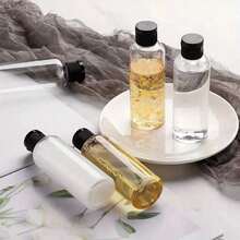 5个20/30/50/60/100毫升透明圆肩翻盖蝴蝶盖水瓶，旅行空瓶，化妆品样品包装容器，旅行瓶，旅行容器，小型防漏挤压瓶 - 黑色 - 查看 5