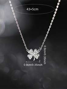 1 pieza Collar con colgante de trébol de cristal elegante para mujeres (evitar el contacto con el agua) - Blanco - Ver 3