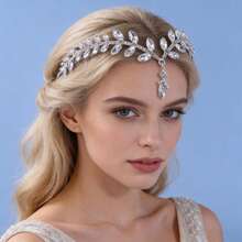 Diadema elegante con rhinestones, accesorio para el cabello de novia y boda - Plateado - Ver 1