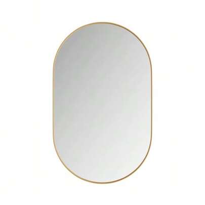 Stylish Oval Mirrored Cabinet, Built-In Medicine Cabinet, Wall Cabinet With Metal Frame, Mirror And Adjustable Shelves, Mirrored Cabinet With Storage Space For Bathroom, Living Room And Bedroom