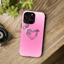 Funda para teléfono: Funda para teléfono con diseño de lazo de corazón rosa, que ofrece una protección duradera de doble capa que es resistente a los golpes y elegante.Adecuada para iPhone 11 hasta 17 Pro Max y Pro Plus, esta nueva funda para teléfono de diseño creativo es una - Negro - Ver 4