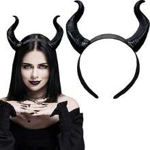 一件手工制作的哥特式红黑撞色恶魔角头饰，轻盈舒适。适合角色扮演、动漫派对、摄影和主题活动。这款引人注目的头饰可调节，以适应您的头型。 - 彩色 - 查看 5