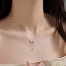 1件简约奢华蝴蝶吊坠项链，女士配饰礼品 - 銀色 - 查看 2
