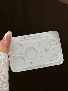 可爱3D蝴蝶结水晶透明相机镜头保护膜，适用于 17 Pro Max/17 Pro，玻璃镜头保护膜 - 無色 - 查看 18