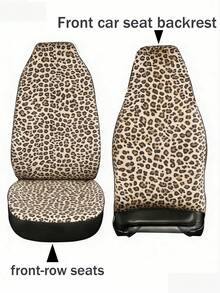 1pc Dual Pattern Printed Car Seat Cover, Ice Silk Fabric, Suitable For SUV & Sedan, Universal Fit, Washable, Leopard Print Design On Backrest - Multicolor - View 5