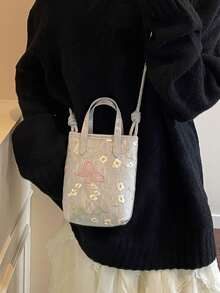 Túi xách nhỏ thêu hình bướm kiểu Trung Quốc mới năm 2026, túi đeo vai chéo thời trang mùa hè dành cho nữ. - Xám - Xem 4