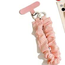 1 Ins Style Elastic Rope Plaid Phone Lanyard Super Nice Girl Key Chain Pendant Wrist Anti-Lost Ccd Female - Multicolor - View 4