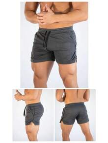 Summer Men's Fitness Shorts Gym Shorts Gyms Short Pants Run Hiking Sportswear Running Shorts Men Sports Jogging - Màu xám đen - Xem 4