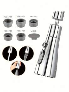 3-Mode Multi-Function Kitchen Faucet - Multi-Function Kitchen Faucet With 3 Water Flow Modes. Faucet Accessories Include Extension Rod And Aerator. Water-Saving And Pressure-Boosting. Universal Installation Adapter Fits 20-24mm Faucet Diameter. Rotatable Water Flow Modes For Easy Cleaning. - Multicolor - View 12