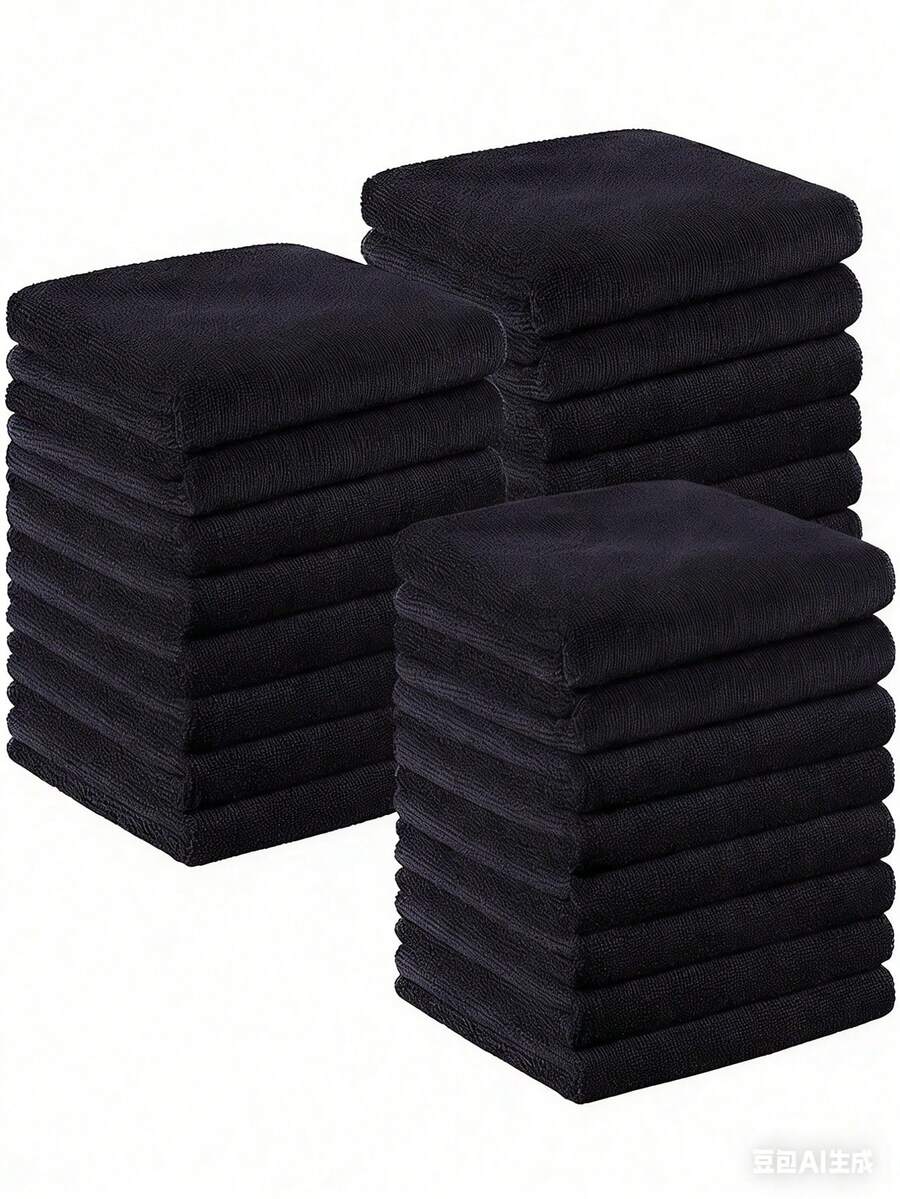 1/5 piezas Toalla de pelo de microfibra negra, toalla de salón, toalla absorbente suave para secar el cabello, adecuada para gimnasio, baño, spa y cuidado de belleza en el hogar - Negro - Ver 1