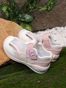 1双男女通用新款魔术贴透气平底凉鞋，软底防滑婴儿沙滩鞋，时尚百搭幼儿学步凉鞋，适合夏季穿着 - 粉色 - 查看 3