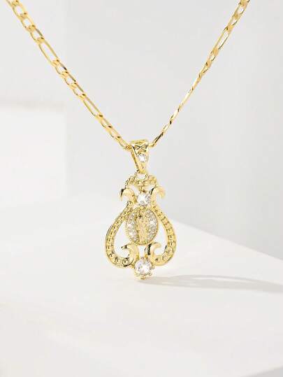 Unisex Vintage Christian Element Zirconia Necklace, 14K Gold Plated Anti-Oxidation Anti-Fading. 60cm Curb Chain With Sturdy Links, Vintage Scroll Pattern Engraved, Virgin Mary, Judas, Death Imagery With Durable Zirconia Inlaid High-Quality Restoration. An Ideal Gift For Religious Believers And Vintage Enthusiasts, With Both Memorial And Collection Value.