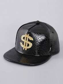 Mũ lưỡi trai nam kiểu hip hop, chất liệu da rắn, logo kim loại hình đô la, cỡ lớn, thích hợp cho tiệc tùng, phong cách đường phố, mùa xuân/thu, hè, đi biển, lễ hội. - nhiều màu - Xem 3