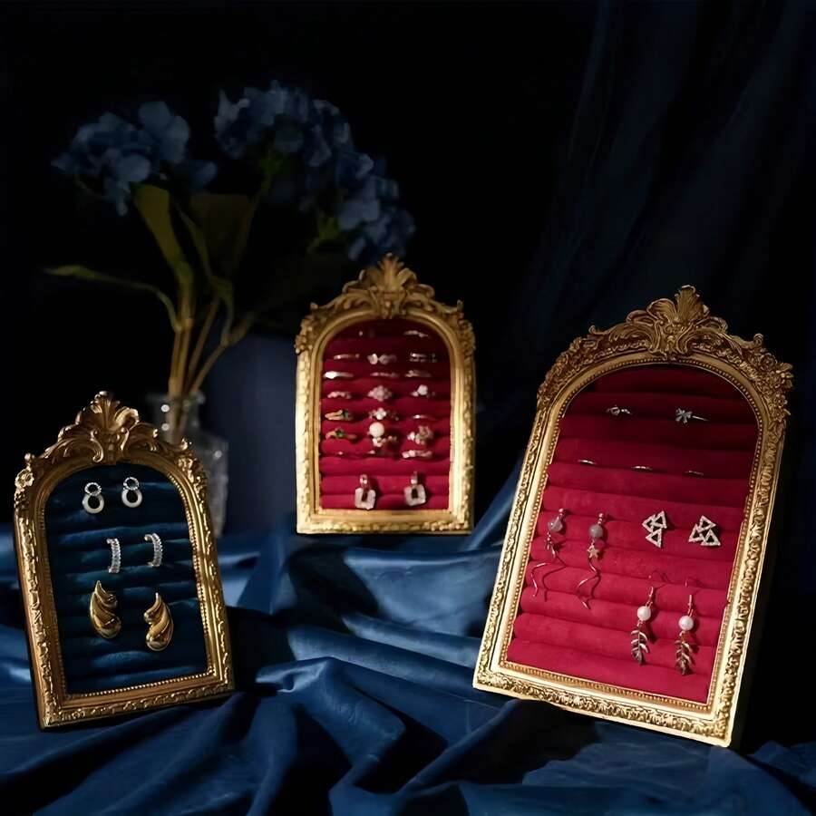 Supporto espositivo per gioielli in resina vintage, organizer da tavolo per collane e orecchini con rivestimento in velluto, portaorecchini e portacollane multifunzione, mobile espositivo decorativo per gioielli, adatto per la decorazione della casa, regali per le feste, torre portamonili, supporto per orecchini, conservazione dei gioielli, accessori classici per gioielli, design vintage