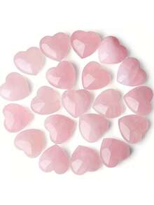 10颗天然玫瑰石英心形掌石，鲜艳的粉红色，光滑透明，粉红石英心形饰品，天然粉色水晶疗愈DIY珠宝配件，精选优质粉红石英原料，手工打磨成完整的心形轮廓，质地温暖半透明，带有柔和的粉色光泽，每一颗都保留了水晶的天然纹理和触感，独一无二。 - 粉紅色水晶 - 查看 3
