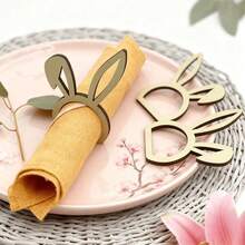 10pcs Cute Wooden Napkin Rings, Easter Bunny Shaped, Suitable For Easter And Rabbit Themed Parties, Dining Napkin Holders | Adorable Napkin Rings, Napkin Holders, Napkins Not Included - W2250 - View 5