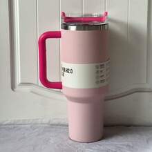 Oversized Straw Tumbler, Stainless Steel Gym Water Bottle, Insulated, High-Quality Design - Multicolor 40oz - View 2
